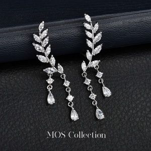 Statement pendant floral earrings 925 silver